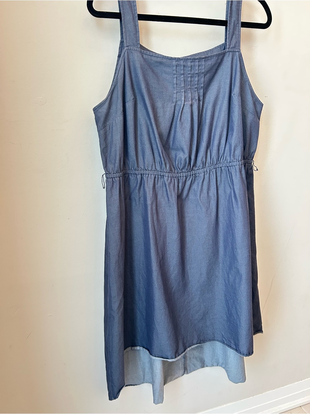 Chambray Cottagecore Babydoll Tank Dress | Blue Cotton Sleeveless | Plus Size XL - Picture 2 of 12